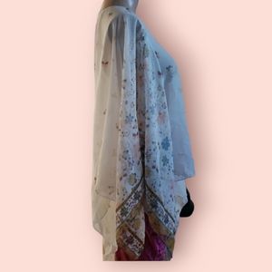 Zoe Madison free size semi sheer butterflies& flowers poncho top